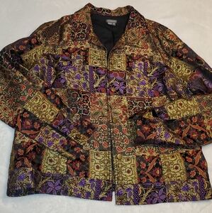 Anthracite Boho Patchwork Tapestry Blazer Jacket, Women's size 16